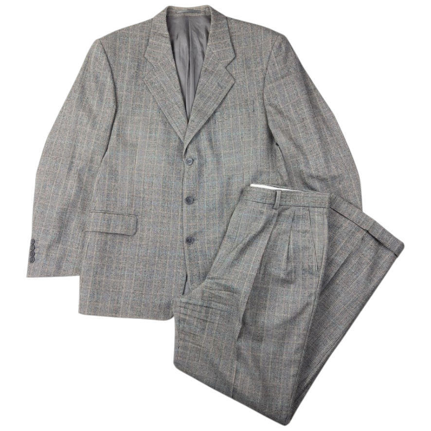 Vintage YSL Yves Saint Laurent Checkered Jacket & Trousers Suit Set Size XL