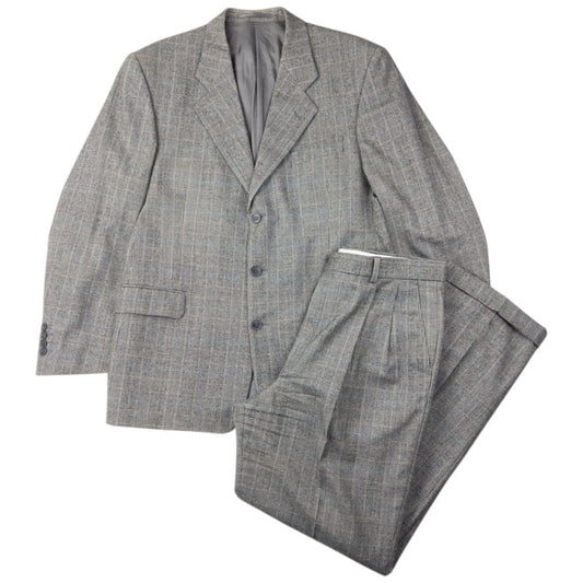 Vintage YSL Yves Saint Laurent Checkered Jacket & Trousers Suit Set Size XL