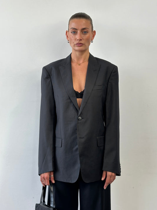 Versace Collection Stripe Wool Single Breasted Blazer - 40R/L