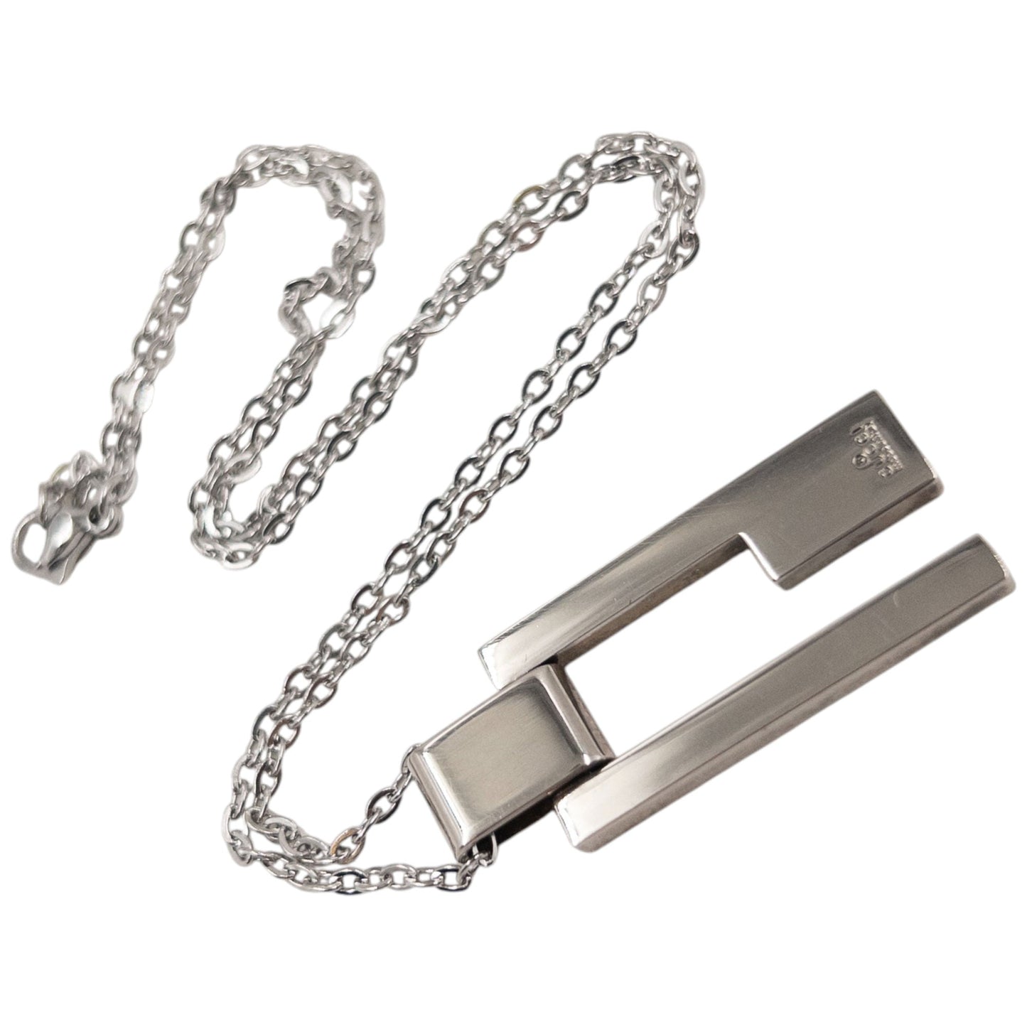 Vintage 2000s Gucci Silver G Plate Necklace | O/S, Grey