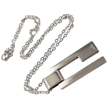 Vintage 2000s Gucci Silver G Plate Necklace | O/S, Grey