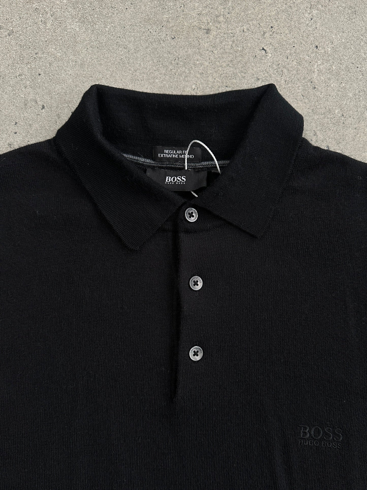 Hugo Boss Pure Wool Logo Polo Jumper - M/L