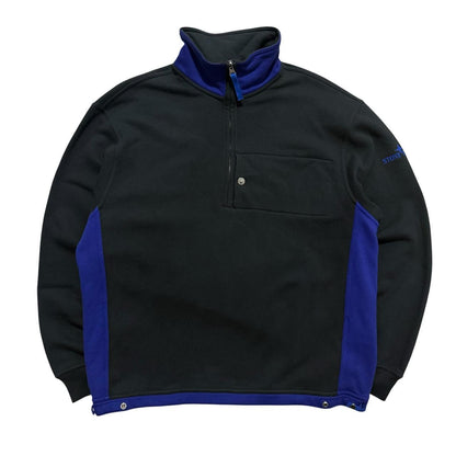 Stone Island Quarter Zip Pullover | Large, Black and Blue