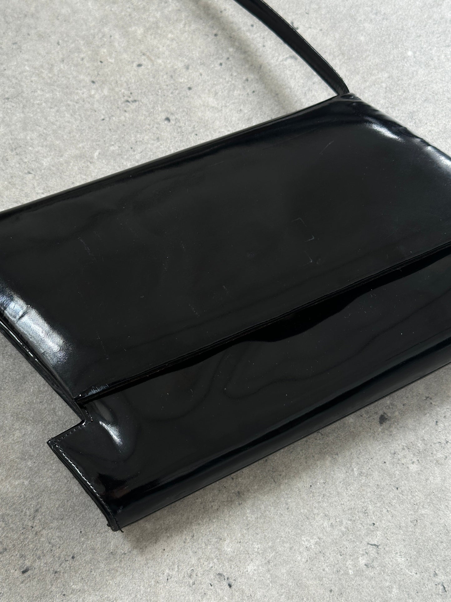 Charles Jourdan 1990s Asymmetric Patent Crossbody Bag