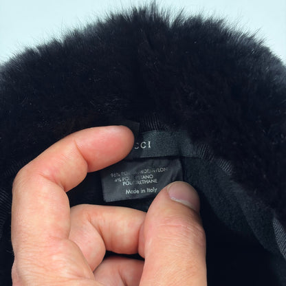 Gucci by Tom Ford 00’s Nylon Canvas Fur Trapper Hat - S | O/S, Black