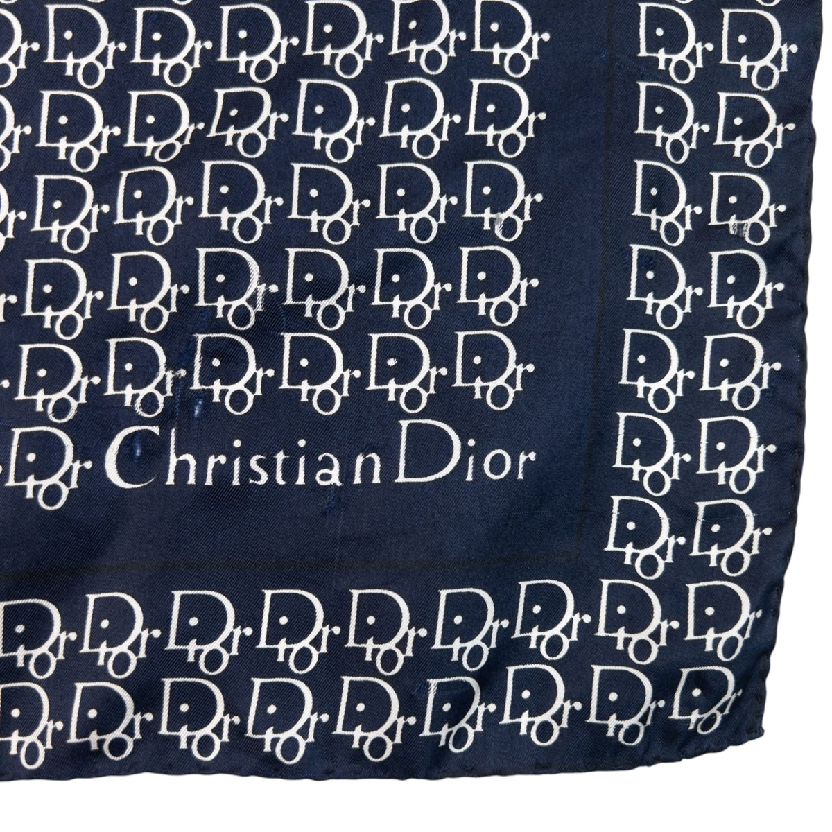 Vintage 90s Dior Monogram Silk Scarf | O/S, Navy