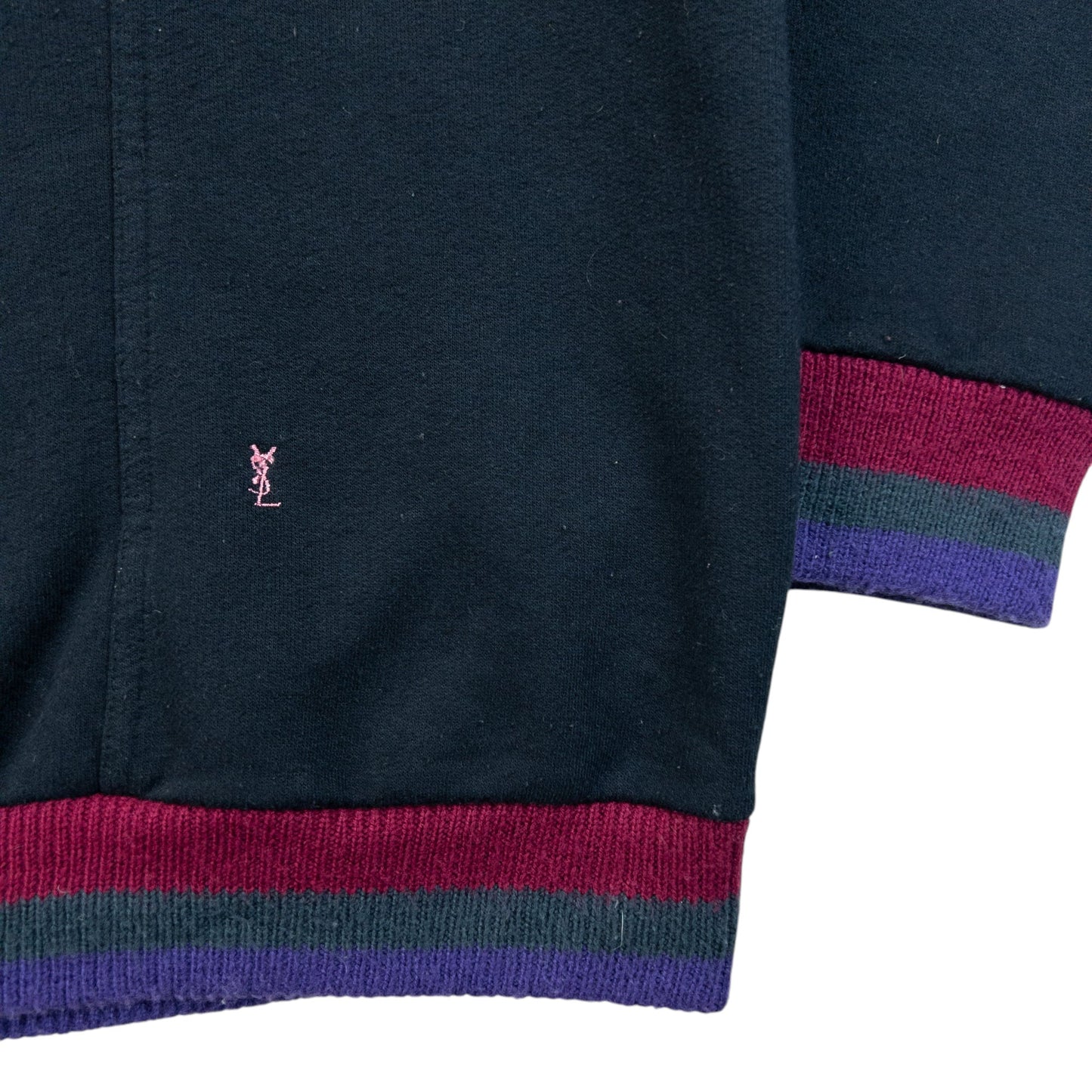 Vintage 80s YSL Yves Saint Laurent Q Zip Sweatshirt Size M | Medium, Black
