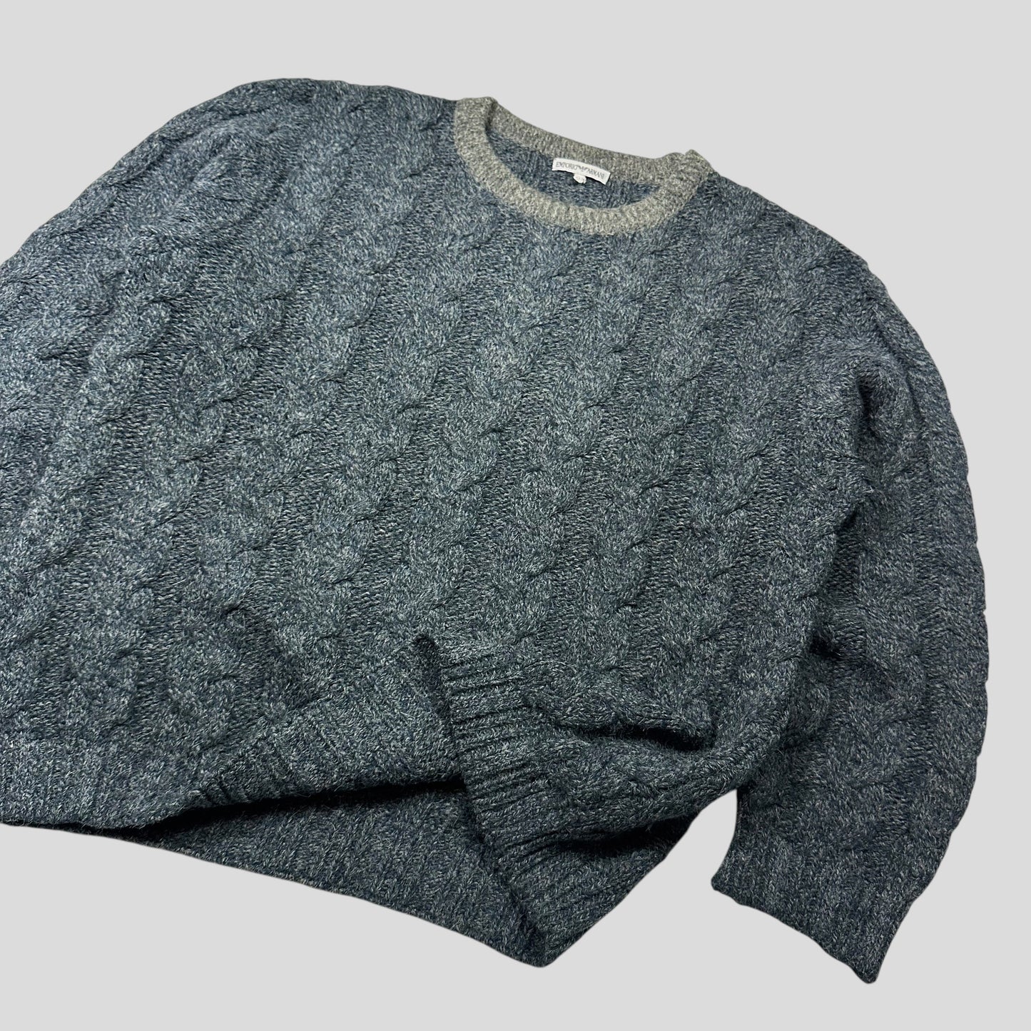 Emporio Armani 80’s Alpaca Wool Cable Knit Jumper - L