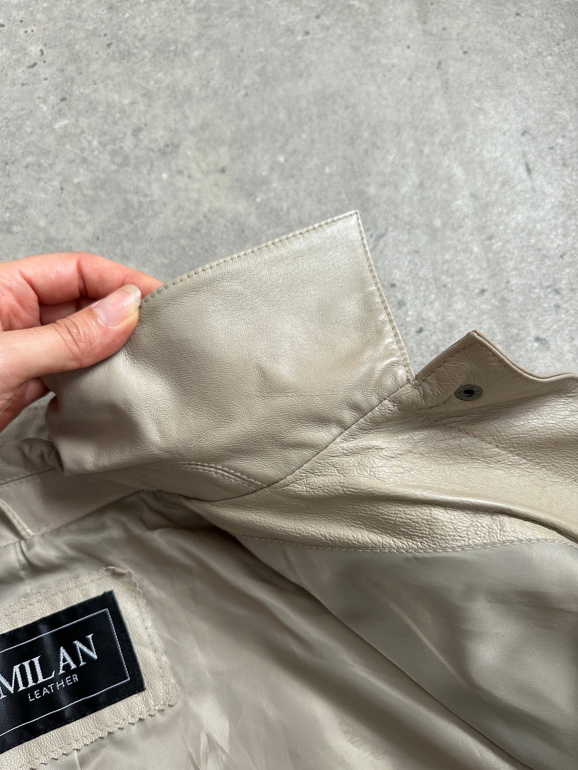 Vintage 1990s Concealed Placket Leather Jacket - M