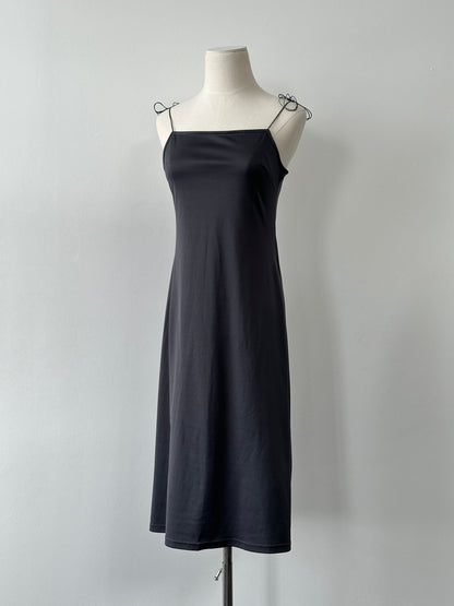 Vintage 1990s Square Neck Satin Midi Slip Dress - S