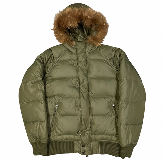 Avirex Puffer Jacket Fur Hood In Olive Green ( XL )