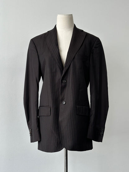 Loro Piana 1990s Striped Wool Single Breasted Blazer - 38R