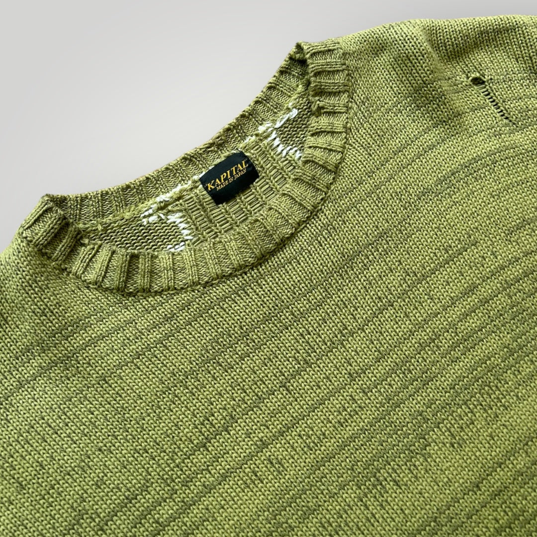 Kapital 5G Distressed Intarsia Knit XL