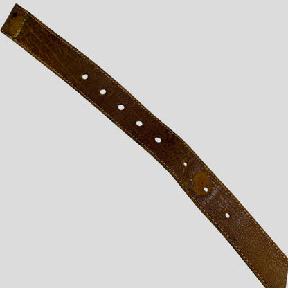 Miu Miu 00’s Leather Textured Metal Buckle Logo Belt - 30-38