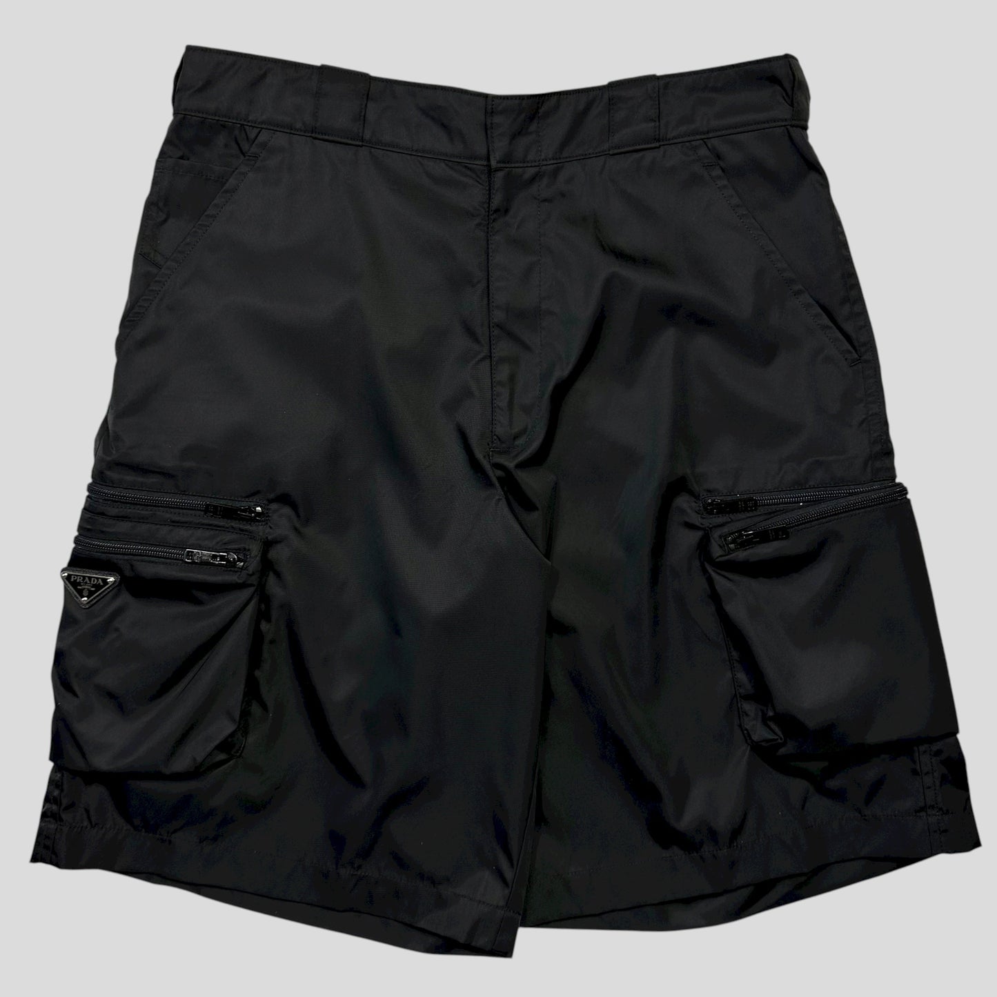 Prada 2023 Re-nylon Plaque Logo Bermuda Cargo Shorts - L