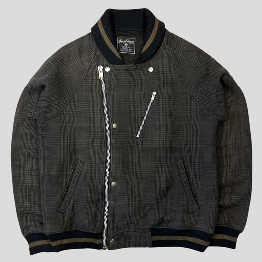 Final Home 1999 Asymmetrical Tonal Plaid Bomber Jacket - S/M
