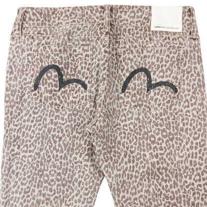 Vintage Evisu Double Gull Leopard Print Japanese Denim Jeans Size W30 | W30, Multicoloured