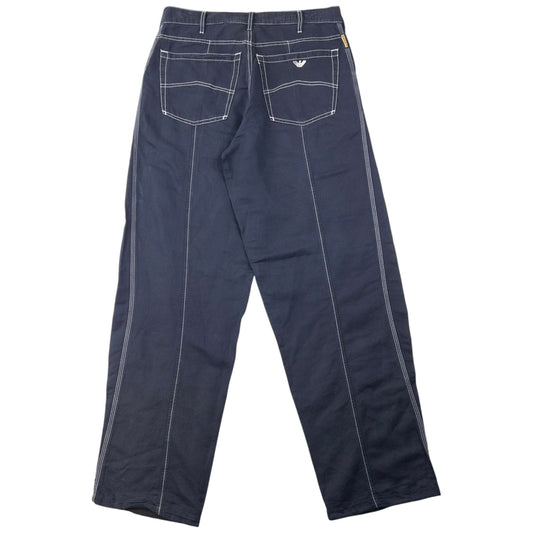 Vintage 2000s Armani Jeans Lightweight Hemp Trousers Size W33 | W33, Navy