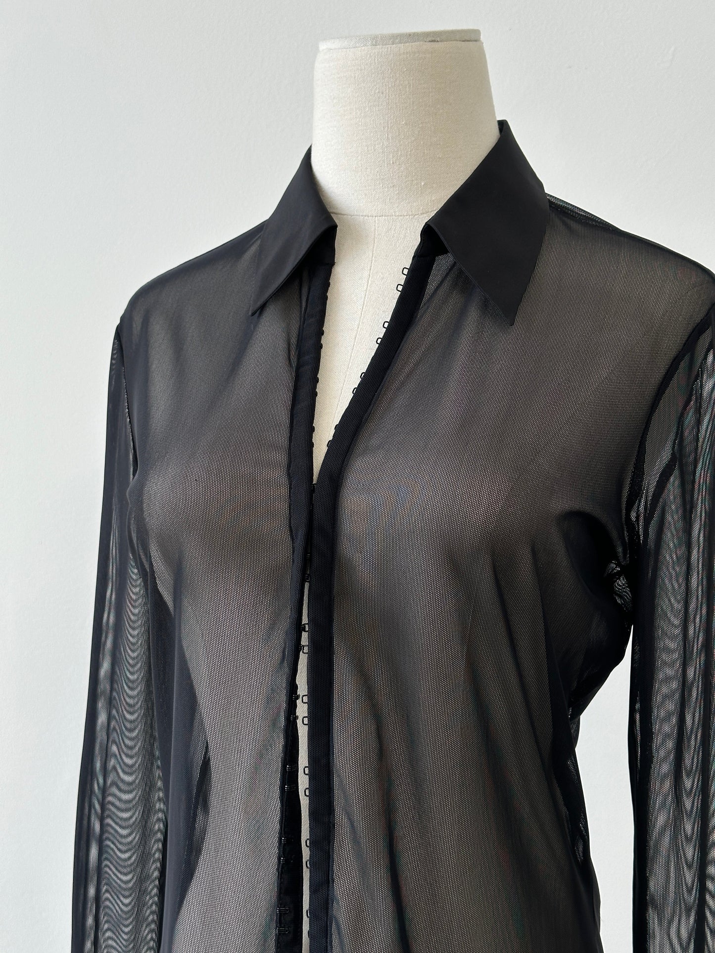 St Michael 2000s Sheer Hook & Eye Front Shirt - S