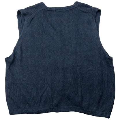 Vintage 2000s Issey Miyake Button Up Knit Sweater Vest Size S | Small, Navy