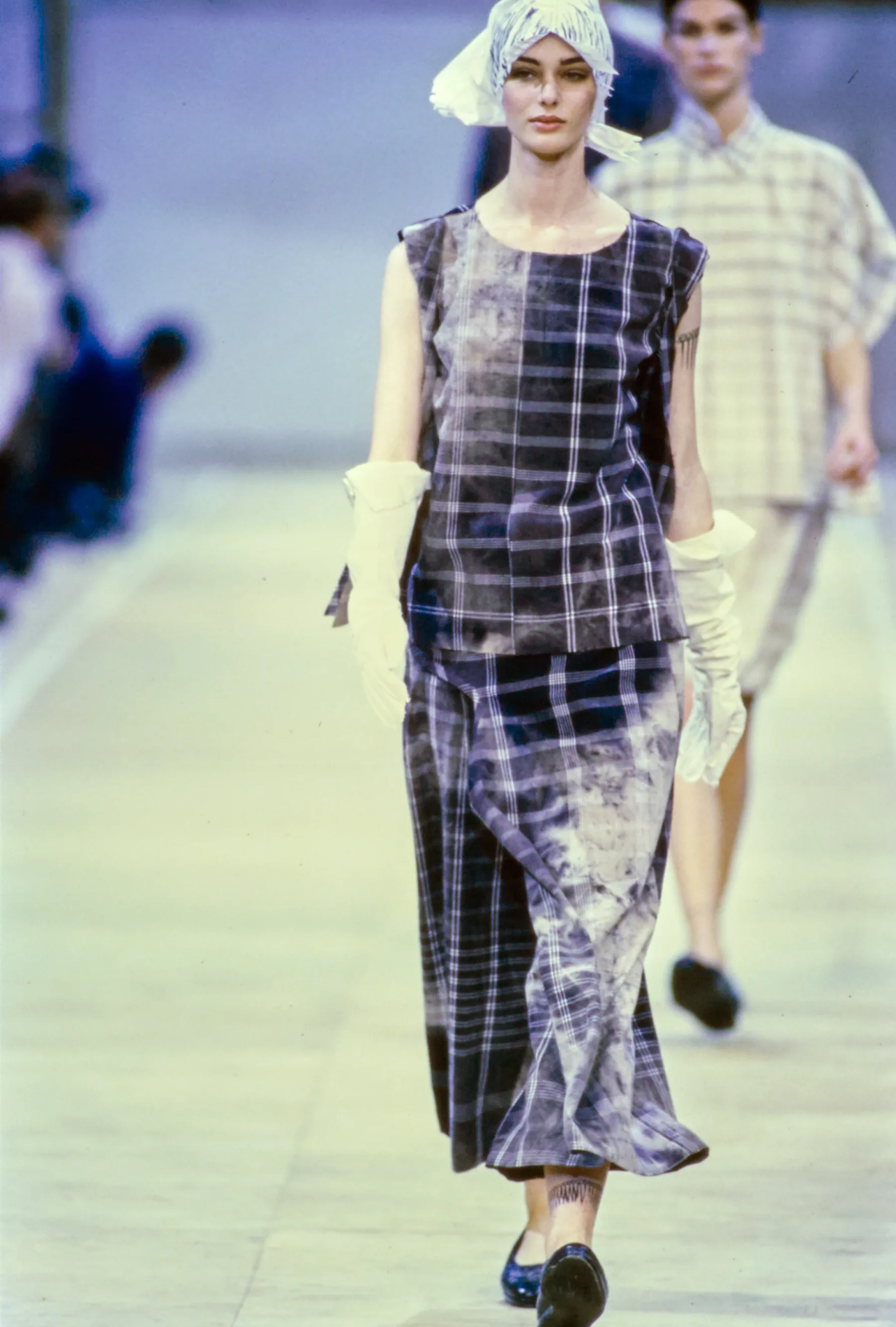 Comme des Garçons S/S 1992 check tie dye wrap trousers | Green, Green