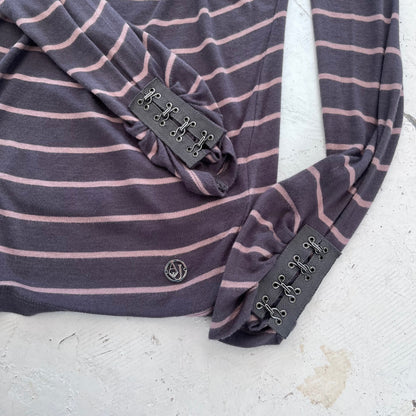 2000s armani jeans striped scoop neck top | Grey, Grey