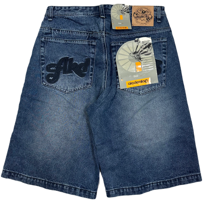 Akademiks Spellout Jorts In Navy ( W32 )