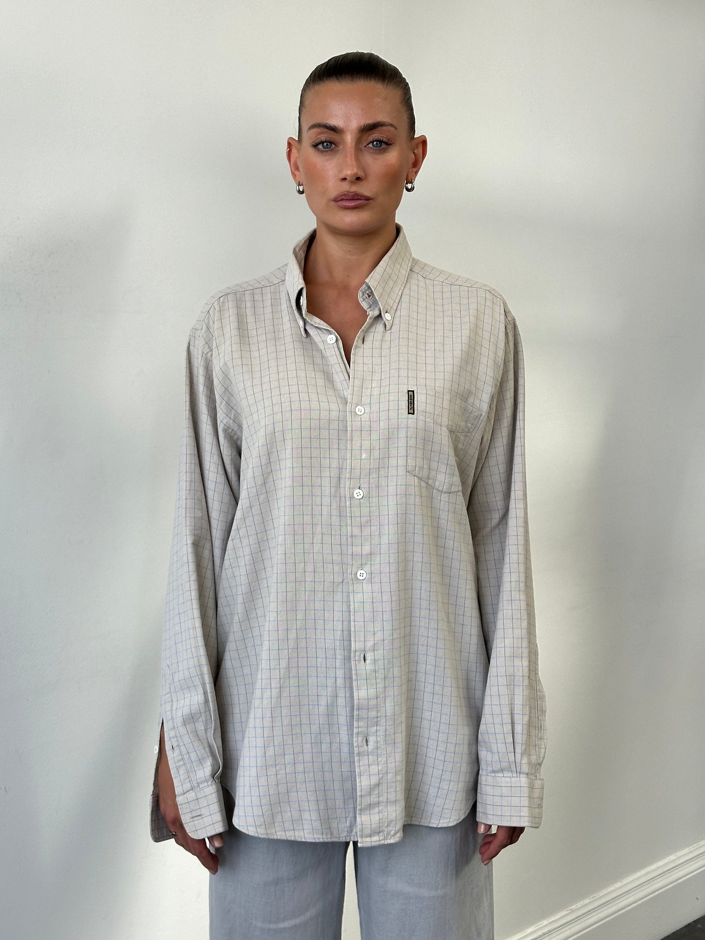Armani Jeans Check Pure Cotton Logo Shirt - L/XL