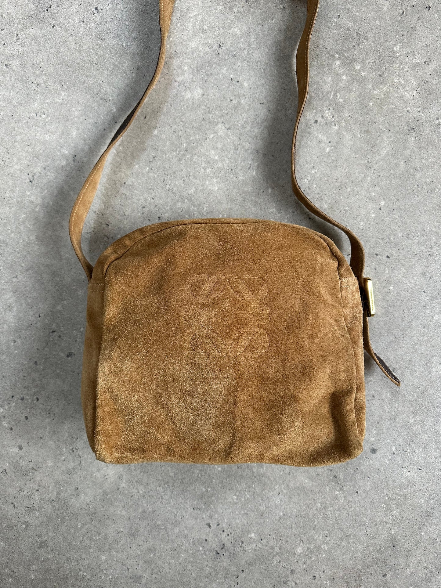 Loewe 1990s Suede Anagram Crossbody Bag