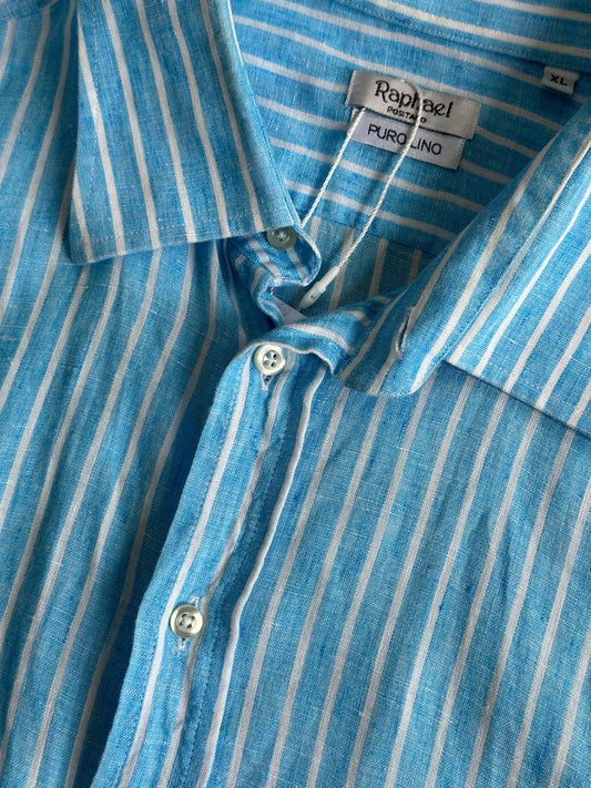 Italian Vintage Pure Linen Stripe Shirt - XL - Known Source