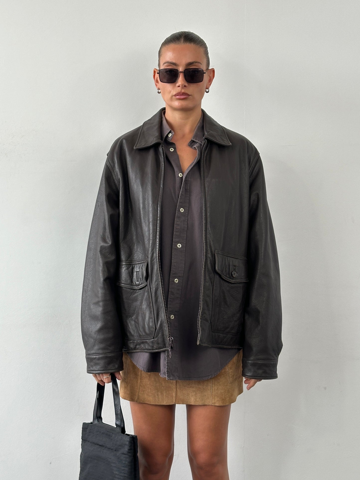 Vintage Boxy Leather Jacket - L