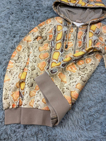 John Galliano 00’s Python Print Zip-up Boxy Hoodie - S | O/S, Multicolour
