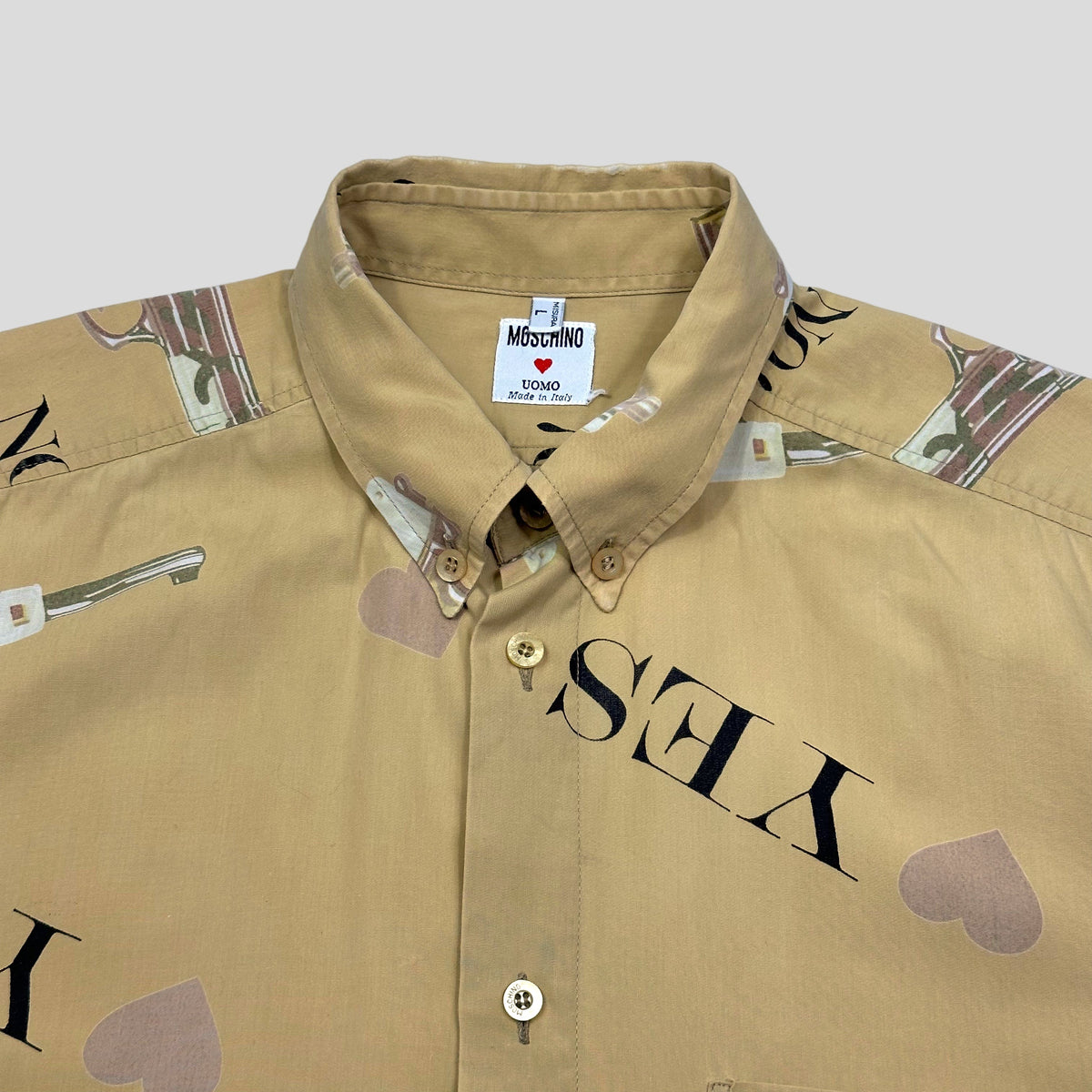 Moschino Uomo 80’s Mendini Pistol Shirt - L/XL | Large, Yellow