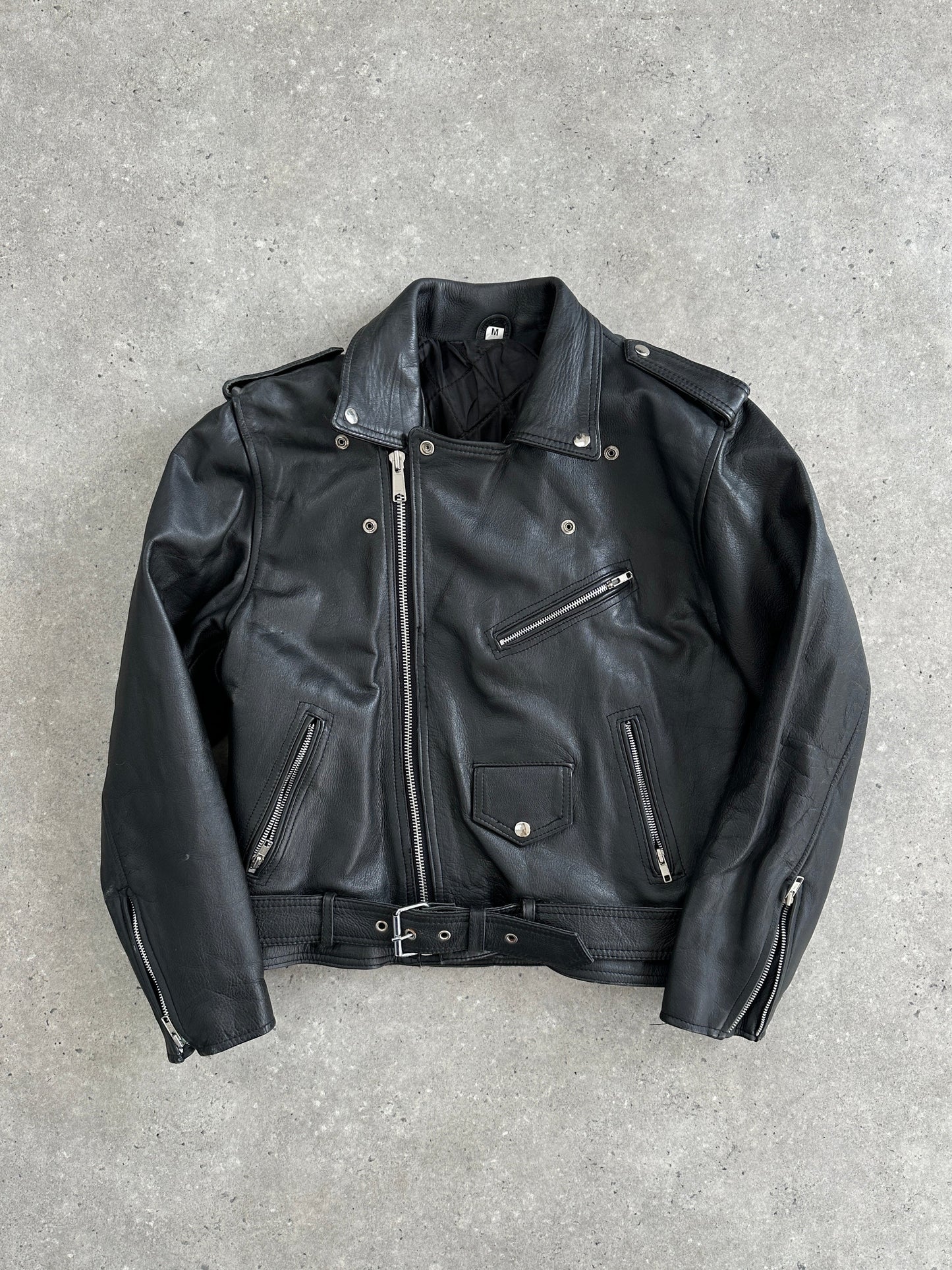 Vintage 1990s Leather Biker Jacket - M