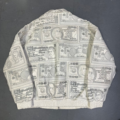 ARCHIVE Ziptex New York World Currency Leather Jacket In White ( XL )