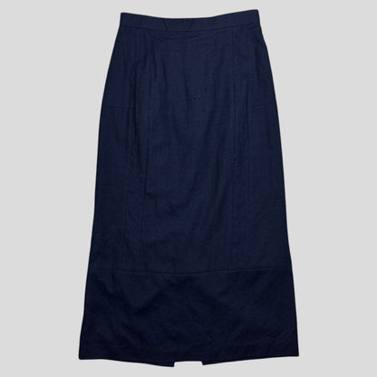 Comme Des Garçoms Tricot 2002 Wool Panelled Midi Skirt - XS/S | Small, Blue