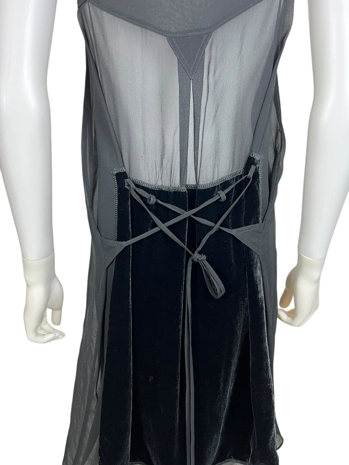 Miu Miu 1990s velvet sheer slip dress