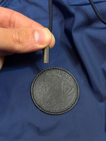 Gucci 2017 Metallic Blue Leather Crest Logo Nylon Jacket - M | O/S, Blue