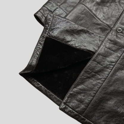 Prada Milano 00’s Leather Sheepskin Fur Full Lined Long Coat - IT50 (L/XL)