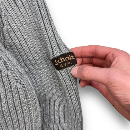 2000's Schott NYC Dual Zip Knitted Balaclava Hoodie (L) | Default Title, Grey
