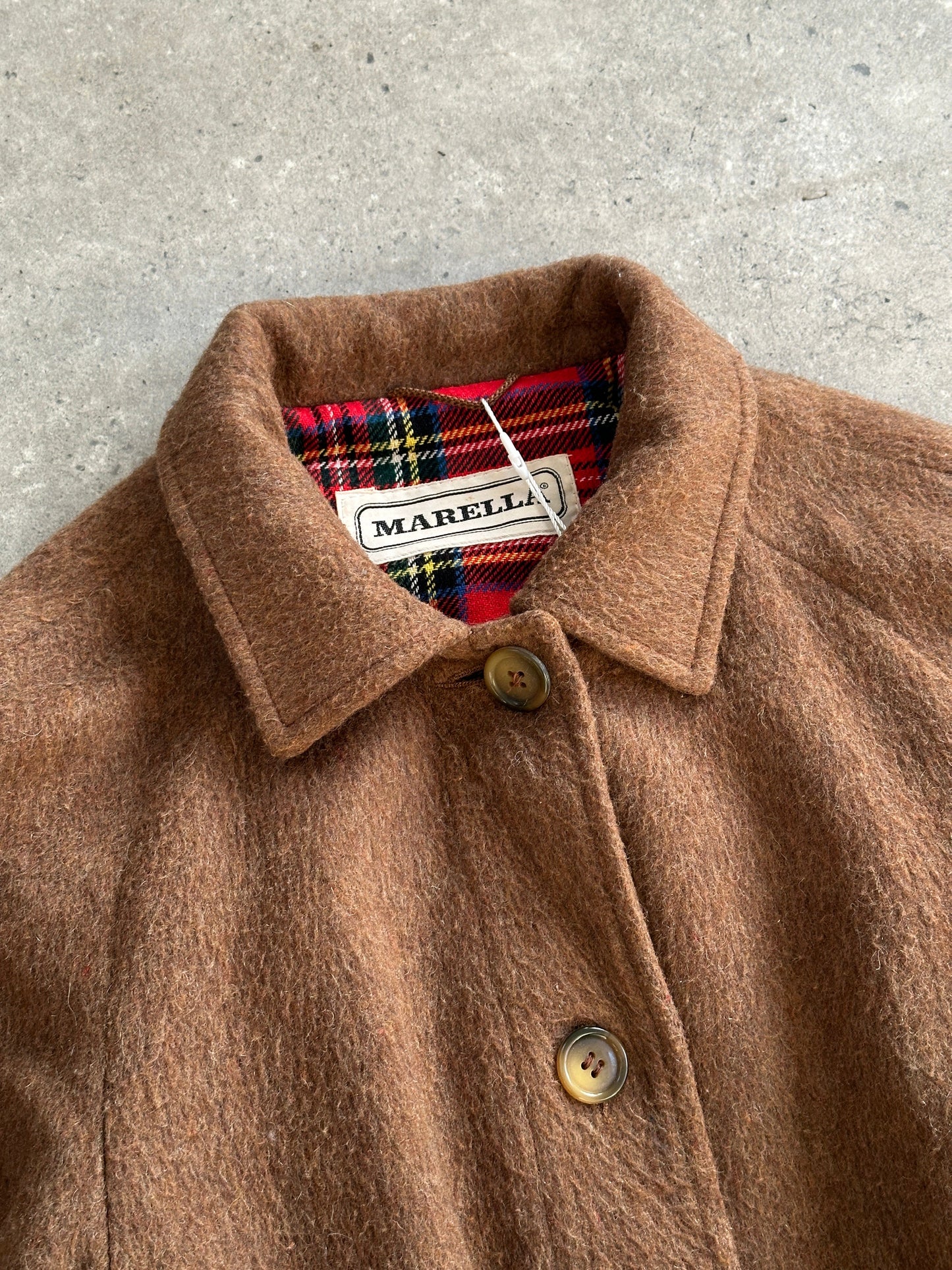 Marella 90s Brushed Wool Single Breasted Belted Coat - M