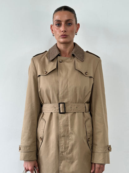 Christian Dior Monsieur Cotton Single Breasted Belted Trench Coat - M