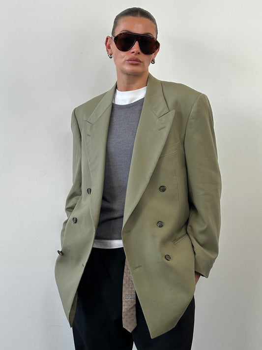 Yves Saint Laurent 1980s Pure Wool Double Breasted Blazer - 40R/L