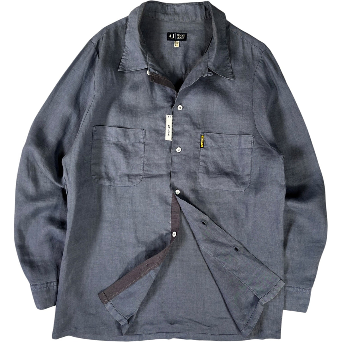 Armani Jeans 00’s Dual Pocket Linen Shirt L | Large, Grey