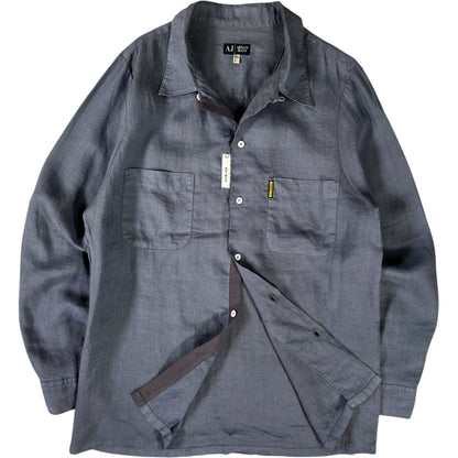 Armani Jeans 00’s Dual Pocket Linen Shirt L | Large, Grey