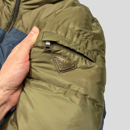 Prada Milano 2012 Leather Reversible Triangle Logo Nylon Puffer Jacket - L | Default Title, Multicoloured