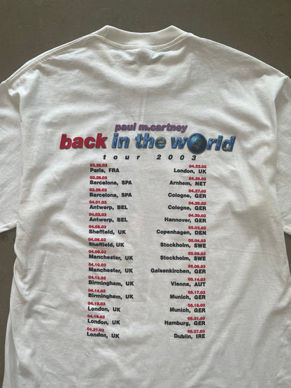 2003 Paul McCartney Back in the World T-Shirt - XL | X-Large, Red