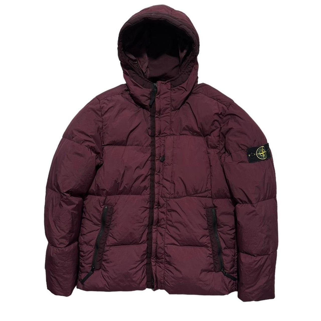 Stone Island Maroon Garment Dyed Down Jacket