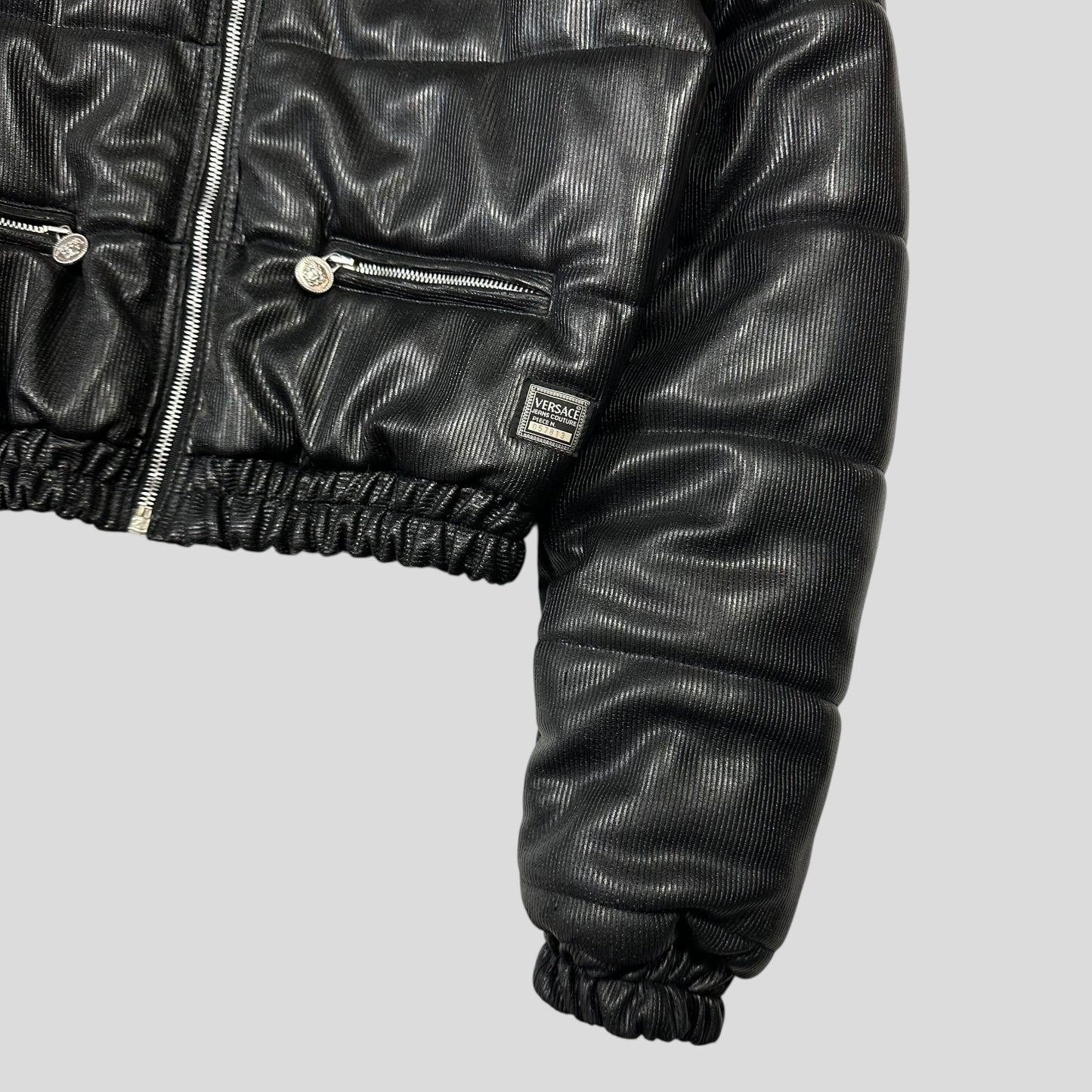 Versace VJC 90’s Liquid Silk Ribbed Cropped Puffer - S/M