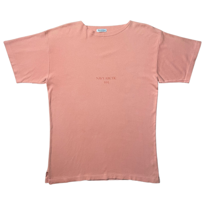 S/S 1990 Boneville Navy Arctic Peach Pink Ribbed Cotton T-shirt